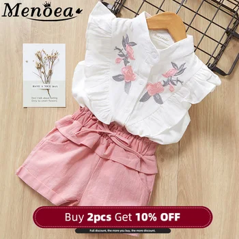 

Menoea Girls Suits 2020 Summer Style Kids Beautiful Floral Flower Sleeve Children O-neck Clothing Shorts Suit 2Pcs Clothes