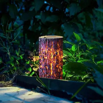 

VKTECH Solar LED Simulation Resin Wood Pile Lawn Light Waterproof Special Warm White Garden Decoration Landscape Lamp Gifts New