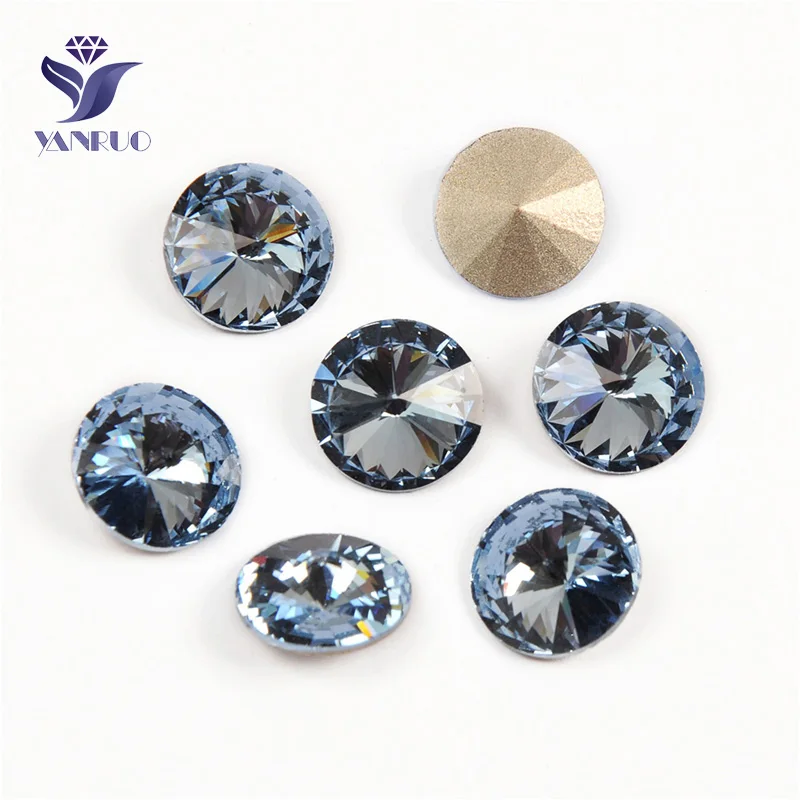 Light Sapphire Yanruo 1122 Rivoli DIY ремесла декоративные камни стеклянные стразы кристалл заостренный назад пришить стразы для рукоделия - Цвет: Light Sapphire