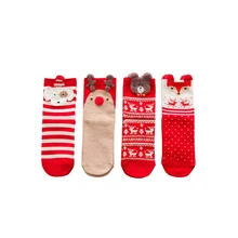 Рождественские носки, Осень-зима, новинка, жаккардовые, Мультяшные, хлопковые, женские носки, подарочная упаковка, четыре пары, высокое качество, qute, модные, теплые носки