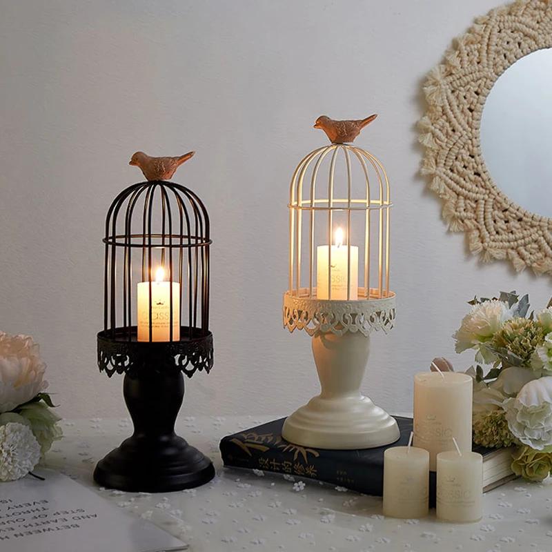 

Scandinavian Creative Birdcage Metal Candlestick Storage Shelf Desktop Candle Storage Holder Living Room Decor Organizer