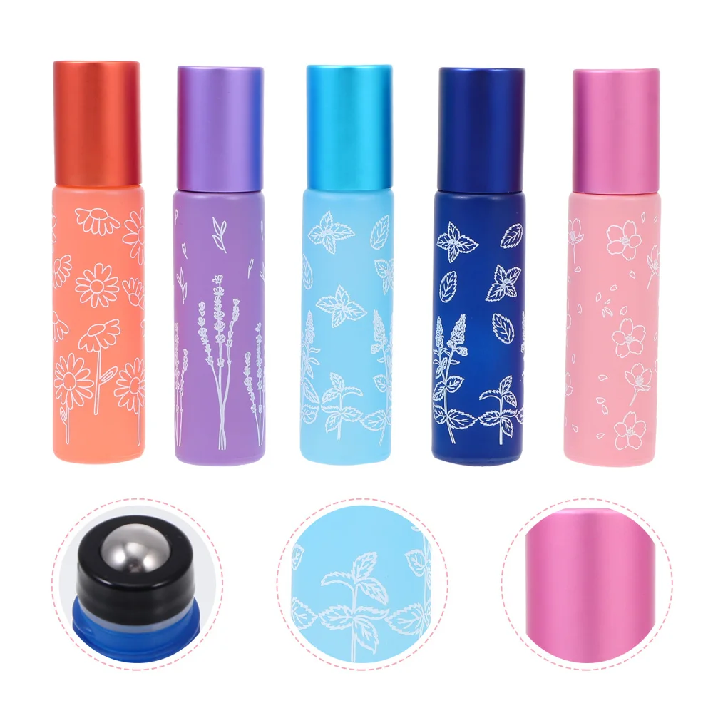 5Pcs 10ml Essential Oil Glass Roller Bottles Portable Dispenser for Home Travel | Красота и здоровье