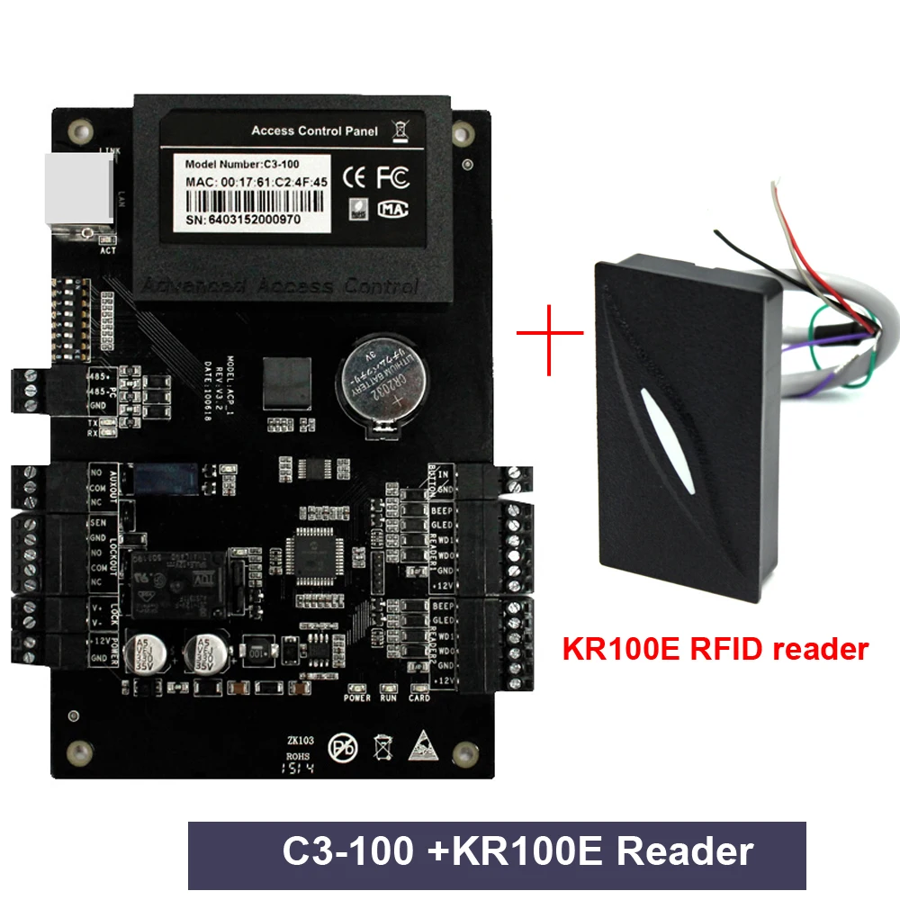 KR100E C3-100 TCP/IP панель управления дверь-доступ безопасности-решения связи расширенный контроль доступа Wiegand 26 reader kit - Цвет: C3-100 and Reader