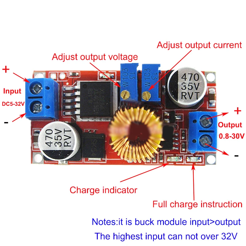 

5A DC-DC Constant Current For LED Driver Lithium-ion Battery Power Supply Module High Efficiency Low Ripple