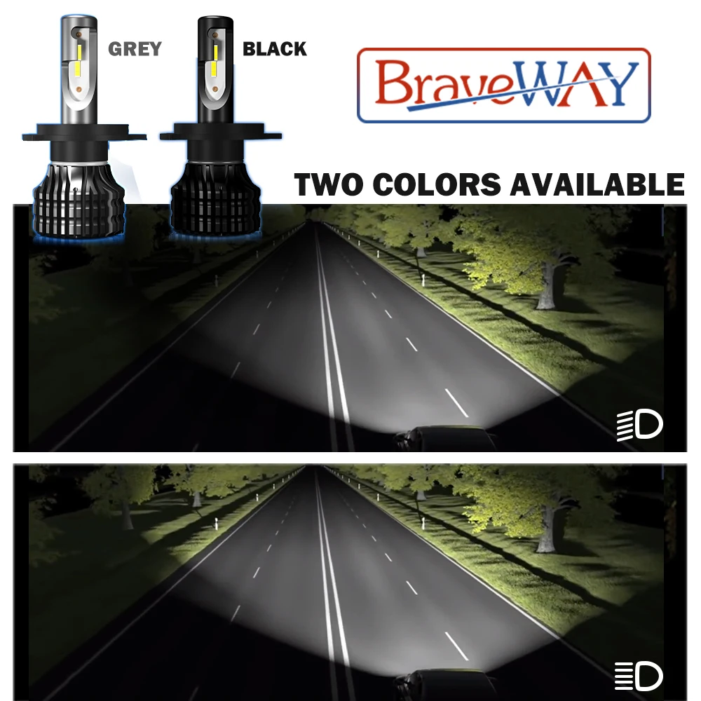 Лампа светодиодсветодиодный Автомобильная BraveWay 9005 лм 9006 К 80 Вт 12 В|Передние