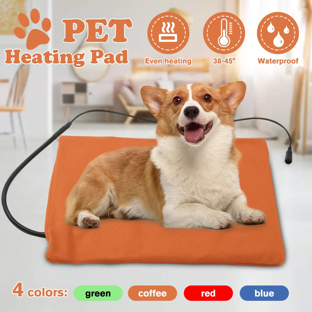 

40X30CM Household Pet Heating Pad Dog Cat Electric Heating Pad Waterproof Adjustable Winter Warming Mat For Puppy