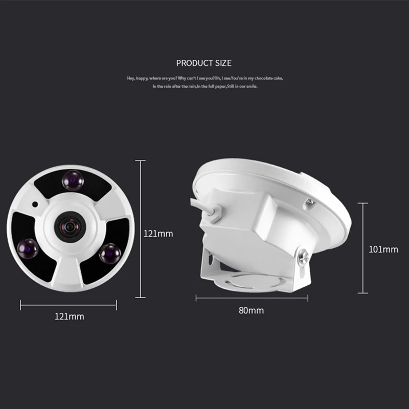 

1080P Fisheye Vr Poe48V Ip Camera Electronic Ptz 180 Panoramic Onvif Email Alarm Ir-Cut P2P Security Cctv Camera(Poe48V)