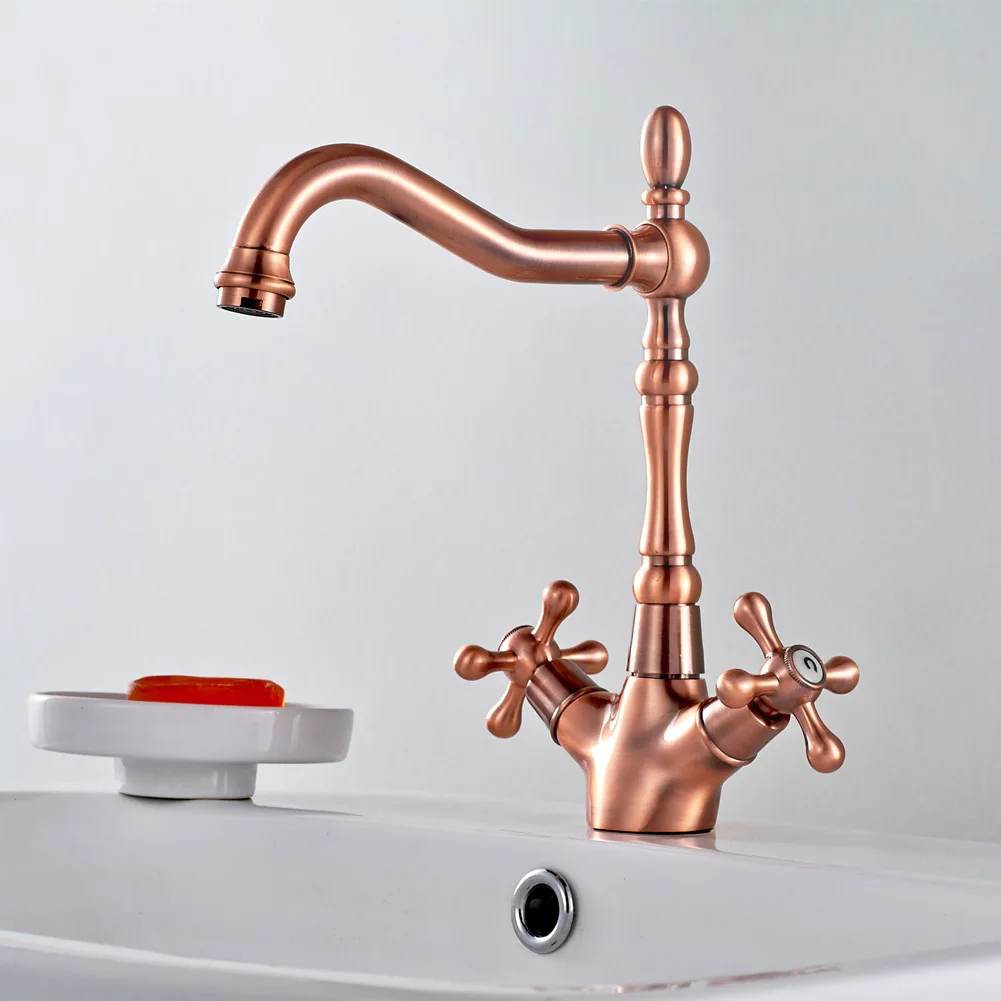 

Copper European Style Red Bronze Tap Retro Cold Table Basin Single Bore Basin Heightening Tap