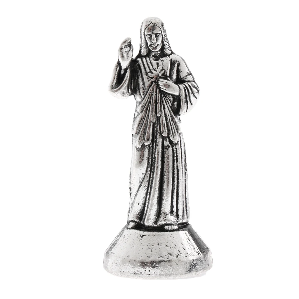Metal Model Jesus Holy Christ Statue with Magnetic Base, Catholic Decor for Home Office Bar Club Party, 2/3 inch