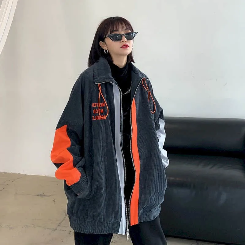 

Вельветовая куртка для влюбленных в стиле Харадзюку, шикарная весенне-осенняя винтажная куртка в гонконгском стиле, новая уличная вышивка, мужские топы в стиле панк и хип-хоп