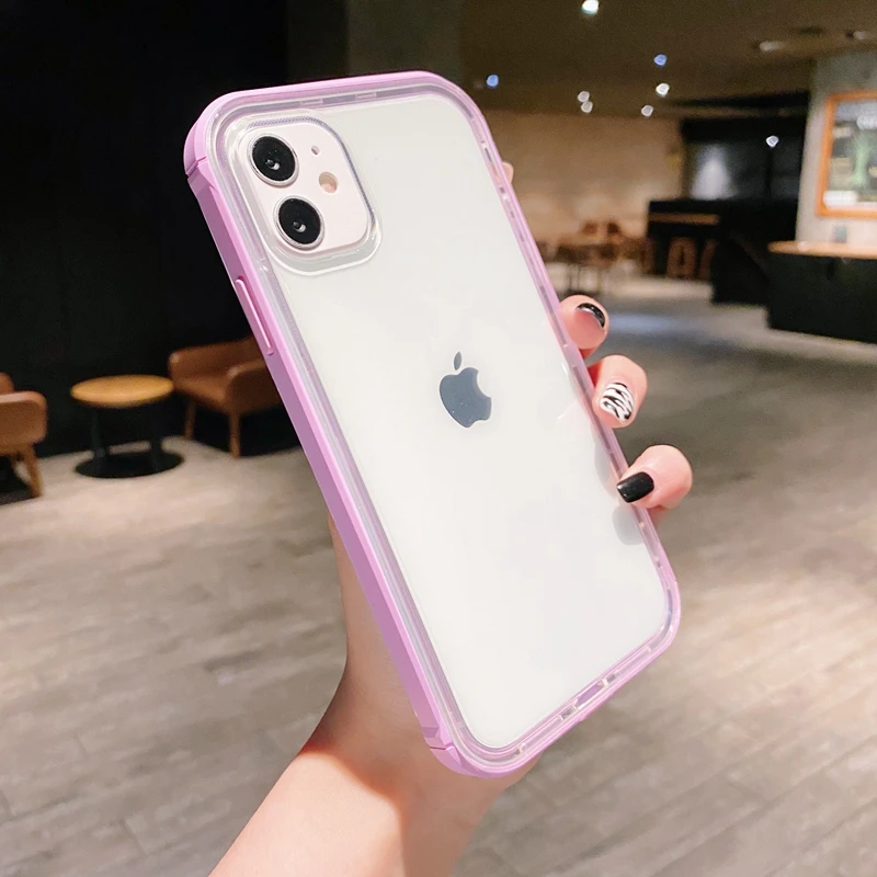 Transparent Candy color bumper Anti-knock Case for iphone 12 12Pro Max 11 11Pro XR X XS Max SE2020 7 8 Plus shockproof cover