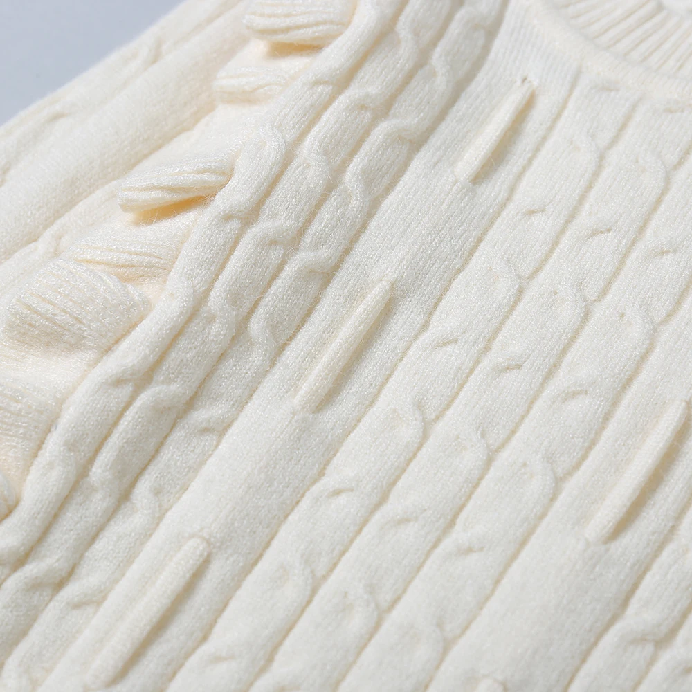 Fall Autumn Winter 1-5Y Children Baby Girl Ruffle Knitted Sweater Warm Cardigan Pullover Outwear Warm