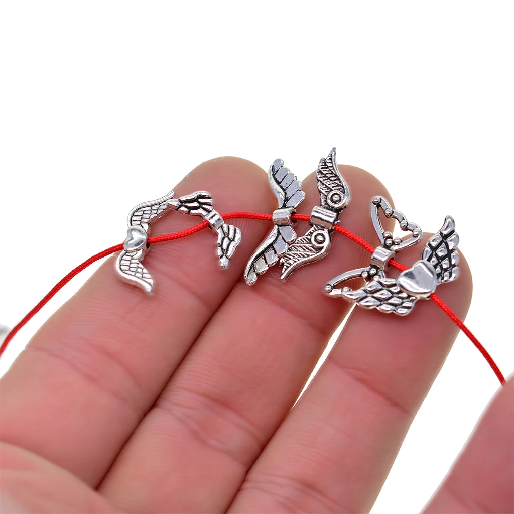 60 Mix Tibetan Silver Color Retro DIY Jewelry Pendant Angel Wings Spacer Beads Pendant Charms Jewelry Making Wholesale