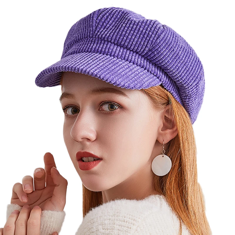 Purple beret FS, женская теплая твидовая восьмиугольная шапка для девочек, детективные шапки, Ретро стиль, плоская кепка, s, унисекс, осенняя Кепка, газетчик, Зимний берет, шапки - Цвет: Purple beret