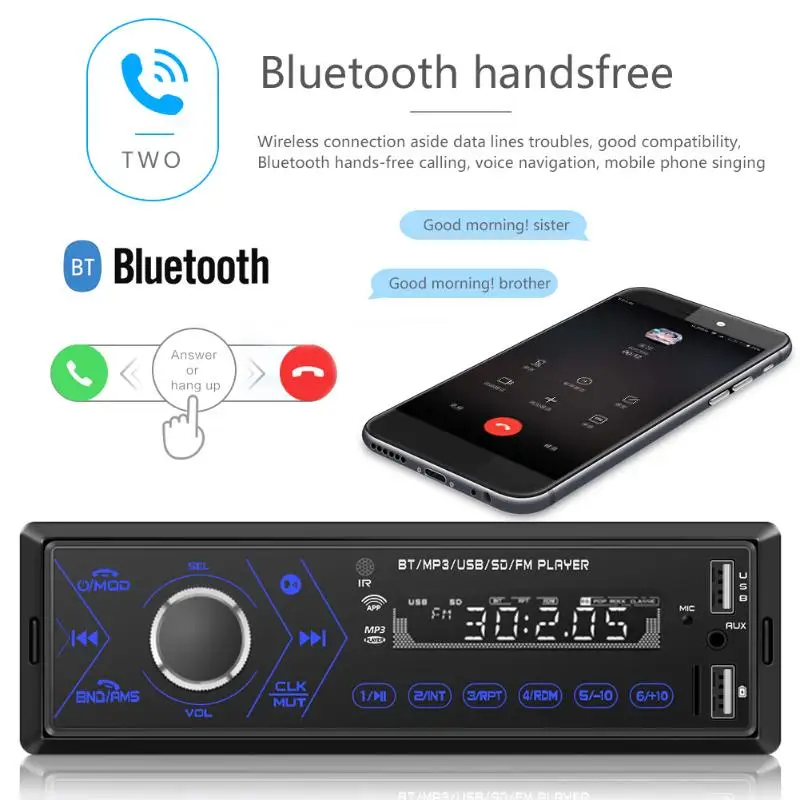 VODOOL 3205 1DIN автомобильный стерео MP3-плеер с сенсорной клавишей Bluetooth Авторадио USB/TF/AUX-IN FM радио головное устройство мультимедийный плеер