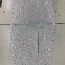 Новое поступление 5 ярдов/сумка zz002 Серебряная блестящая бежевая Тюлевая сетчатая кружевная ткань для распиловки свадебных платьев