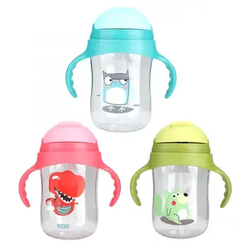 

350ML BPA Free Baby Learning Drinking Cups with Double Handle Infant Feeding Straws Water Cup Cartoon Bottle Kids Drinking Cup