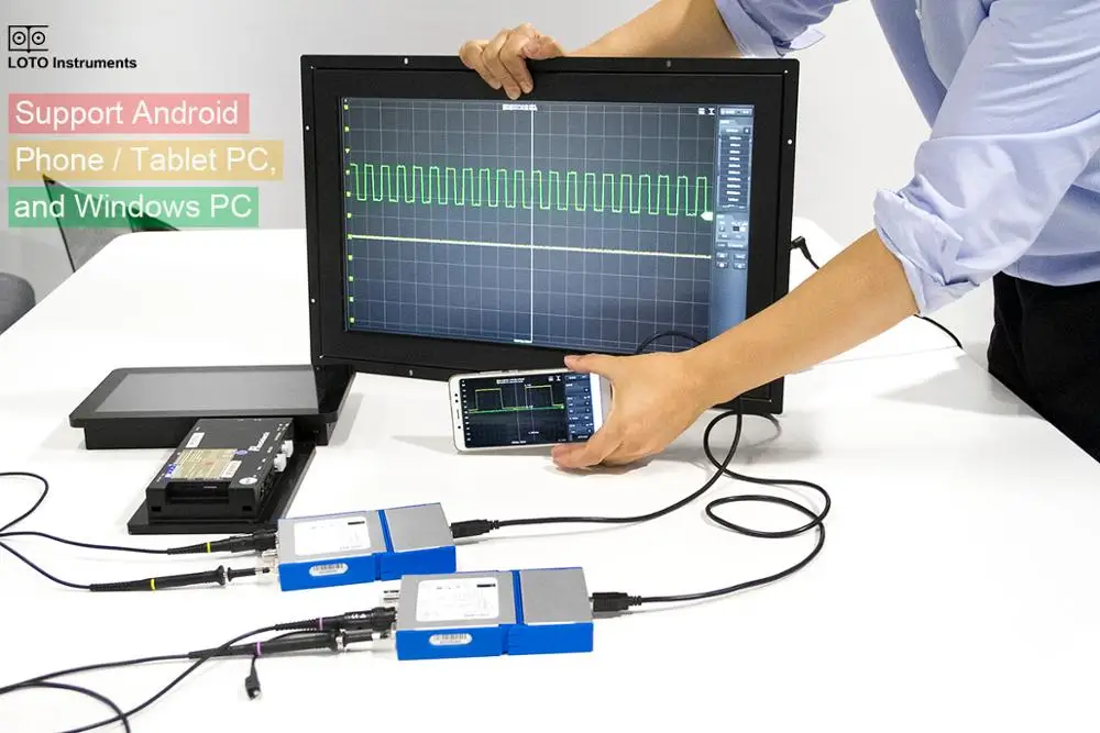 Osciloscopio LOTO USB/PC OSC482M(Android + Windows), frecuencia de muestreo de 50 MS/s, ancho de banda de 20MHz, para automóvil, estudiante, ingeniero