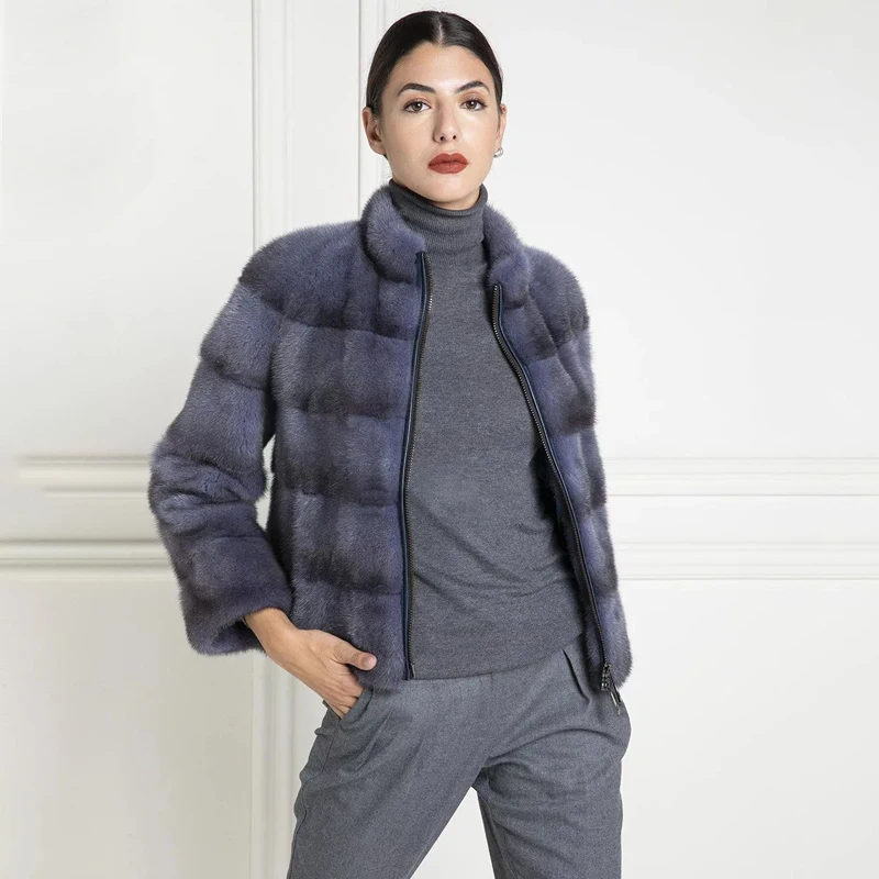 Новое поступление, настоящая норка, пальто для женщин, роскошная Толстая теплая куртка из натуральной кожи с натуральным мехом, верхняя одежда - Цвет: MC204