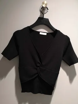 

19v Collar Folds Slim Fit Knitting Short Sleeve T Shirt 91046