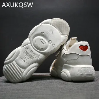 

Women's Spring New Running Shoes 2019 Fashion Women's Shoes Leather Casual Breathable Love Bear Sports Shoes Zapatos De Mujer