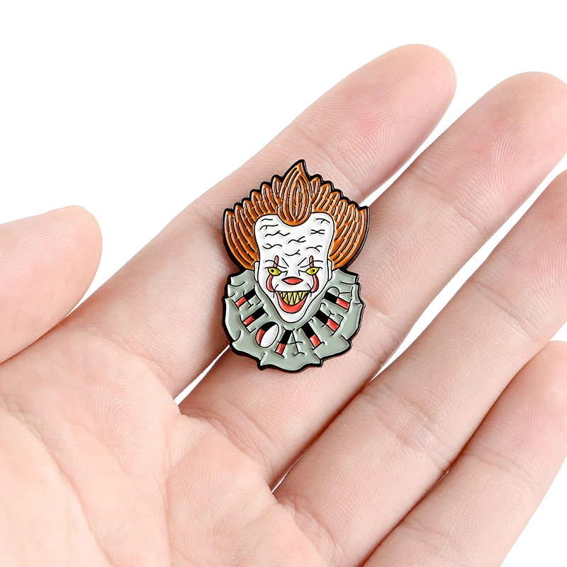 Stephen King's It Pennywise Clown Pins We All Float Down Here Horror Movie Joker Enamel Badge Lapel Pin Brooches For Halloween