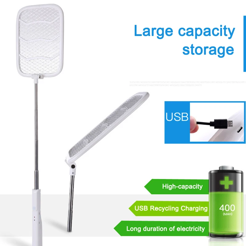 Электрическая мухобойка складной выдвижной зарядка через usb Fly Ловушка для комаров PI669