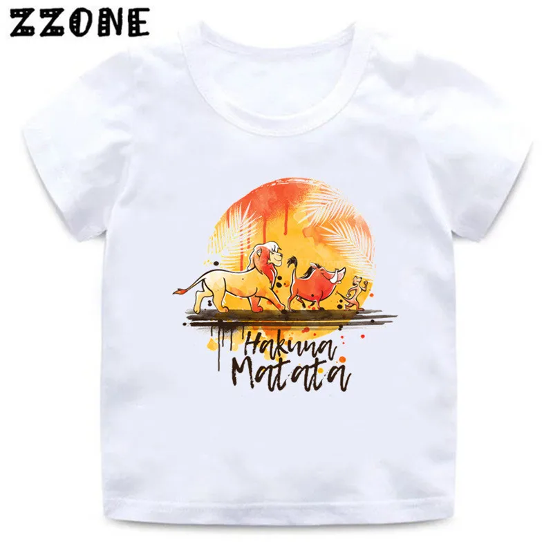 2020 Summer Baby Boys T shirt Hakuna Matata Lion King Cartoon Print Kids T-Shirts Funny Children Girls Tops Clothes | Детская одежда и