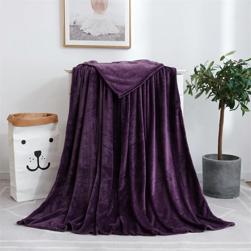 Горячая Распродажа теплый домашний текстиль одеяло фланель тяжелое одеяло Супермягкие Одеяла Пледы на диван/кровать/путешествия Твердые покрывало большой - Цвет: Dark Purple