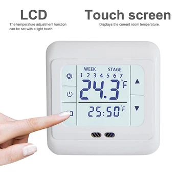 Home Thermoregulator Touch Screen Heating Thermostat For Warm Floor Electric Heating System Temperature Controller Freeshiping eu programmable touch screen electric floor heating thermostat wiht double sensor