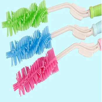 

New Style Baby Bottle Brush 360 Rotation Bottlebrush Silicone Baby Feeding Bottle Brush Nipple Cleaning Cup Scrubber Brushes