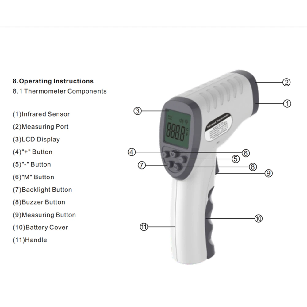 

Digital LCD Baby Body Forehead Ear Thermometer Gun Non-contact Infrared Thermometer Home Outdoor Portable Temperature Meter New