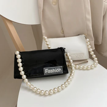 

Fashion Women Bright PU Leather Shoulder Bags Pearl Totes Lady Travel Casual Portable Crossbody Handbags