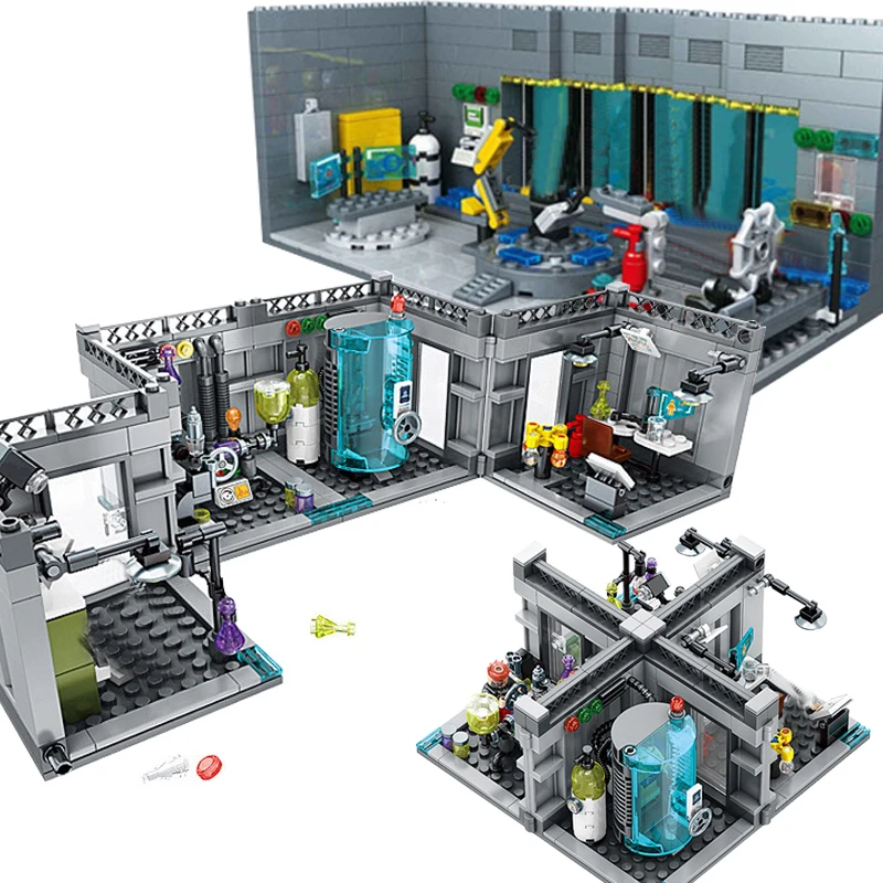 

Compatible lepining Marvel Tony Stark's Iron Man Dream Lab Cave Superheros Model Building Blocks Sets Kits Kids Toys Children