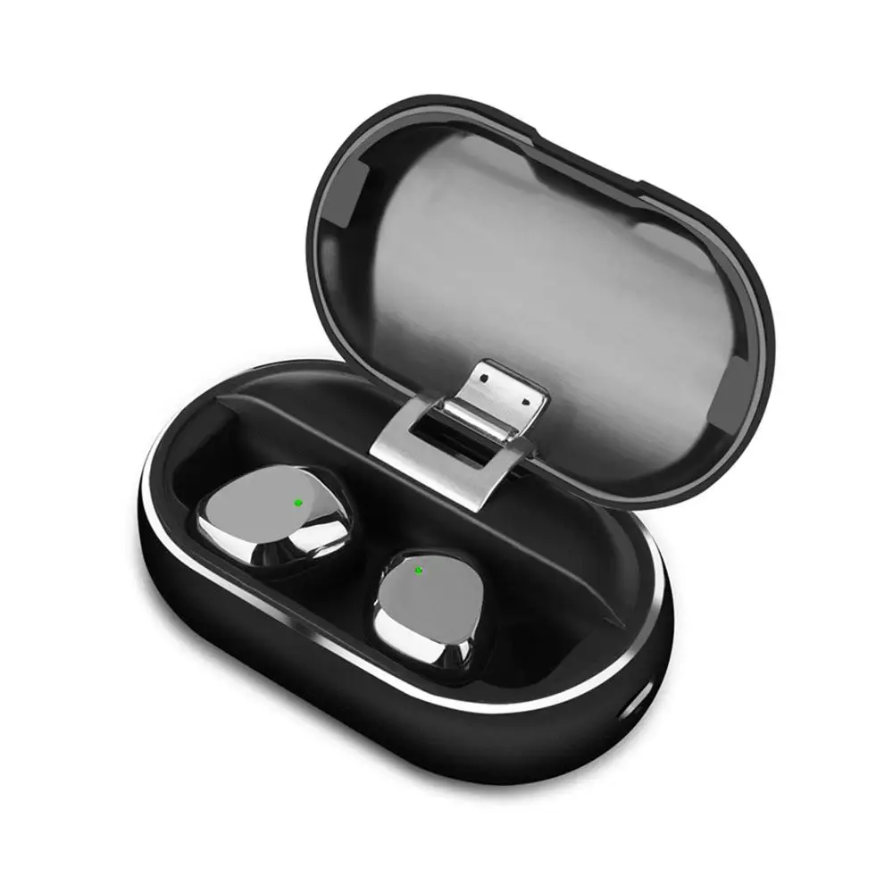 CALETOP Bluetooth 5,0 наушники металлические наушники с микрофоном IPX7 Водонепроницаемый спортивные наушники с зарядный чехол для iPhone Xiaomi - Цвет: Черный