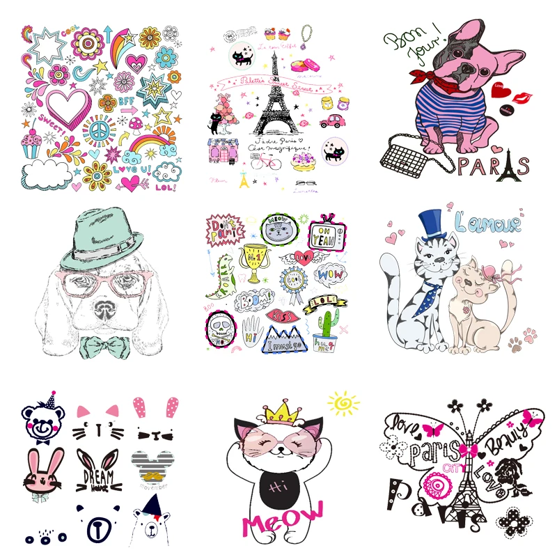 

Iron on Transfer for Clothing Thermoadhesive Patches Sticker Diy Butterfly Pink Patch Fusible Stripes Thermotransfer for Dress I