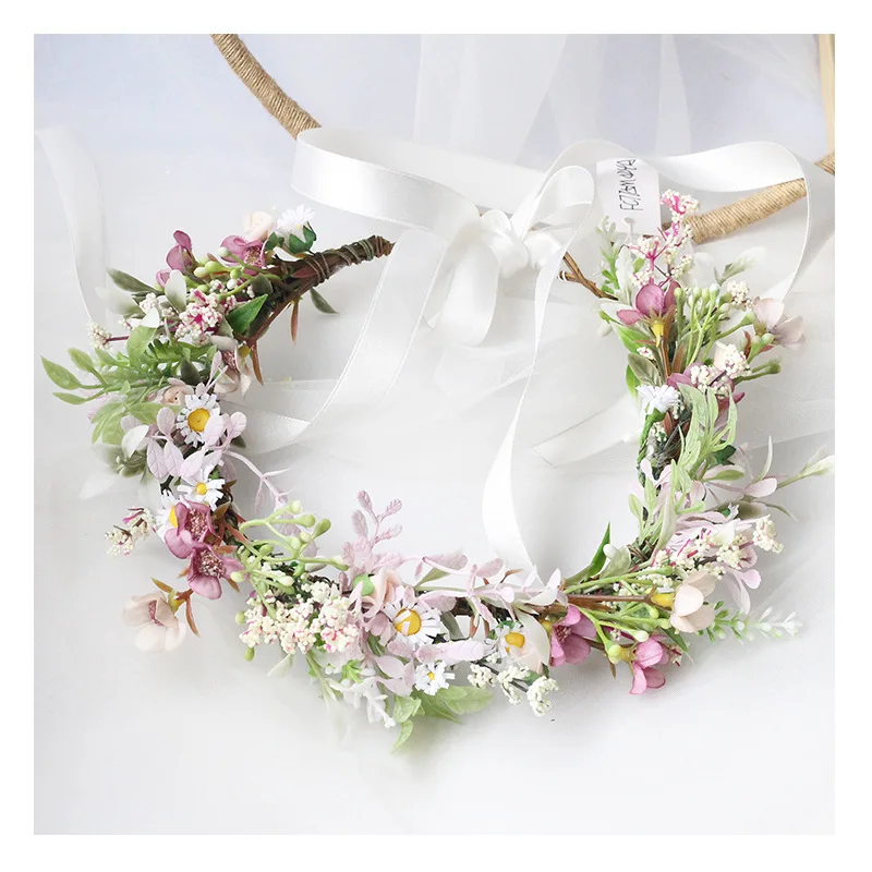 New Romantic Gypsophila Flower Crown Hairbands Bride Wedding Head Wreath Adjustable Children Adult Holiday Garland Performance