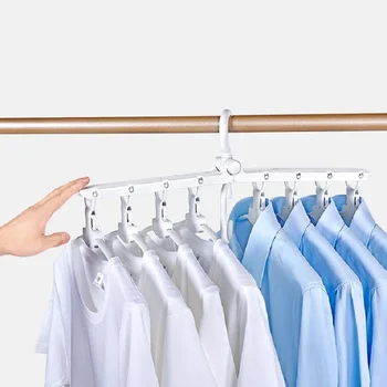 

Plastic Folding Clothes Hanger Telescopic Foldable Wardrobe Clothes Hanger Non-slip Drying Rack Household Closet Organization