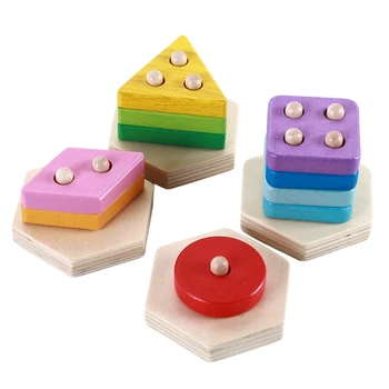 

Insert Blocks Geometric Toys Colorful Wooden Building Blocks For Children Educational Toys Montessori Scale Models