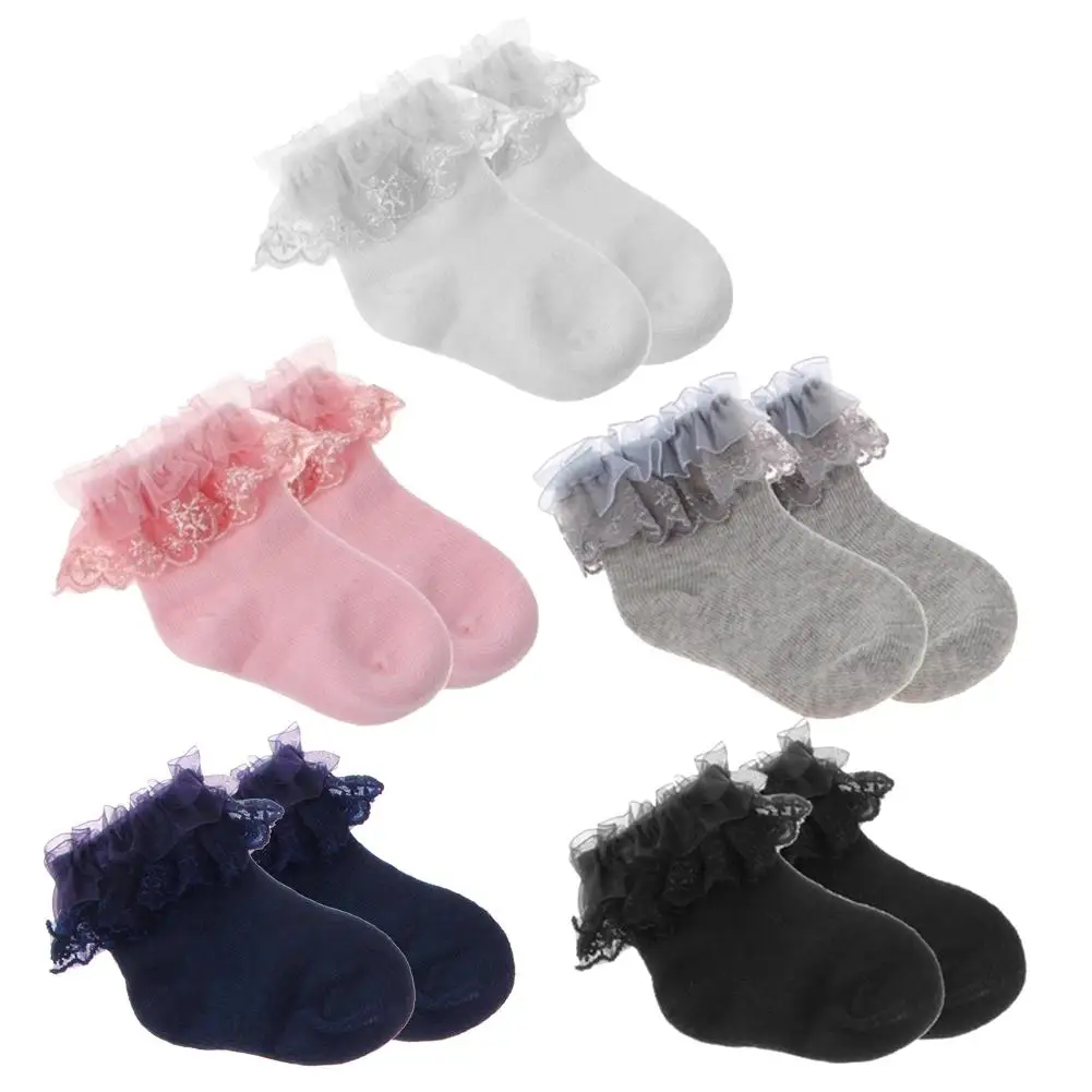 

Newborn Baby Cotton Socks Lace Princess Girl Solid Color Breathable Elastic Infant Babe Lace Socks