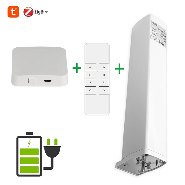 ZigBee Motorized Curtain Motor With Battery Tuya Smart Life Remote Voice Control Work with Alexa Google Home Automatic Curtain Add Gateway Remote