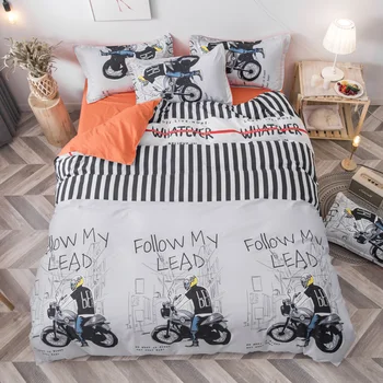 

Nordic Motorcycle Bedding Set Boys Bedclothes Teens Soft Comfortable Bed Linens Set Twin Duvet Cover Set for Home Textile