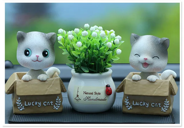 Cute Mini Cat Ornaments, Kawaii Car Decor, Car Mirror Dashboard