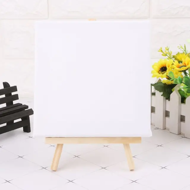 Mini Picture Frame Easel Set,Mini Canvas And Natural Wood Easel Set For Art Painting Drawing Craft Wedding Supply 1