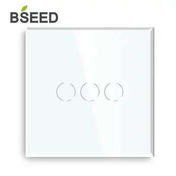 

Bseed 3 Gang 1 Way 2 Way EU UK Standard Touch Switch Light Touch Switch With Glass Panel Black White Gloden Touch Switch