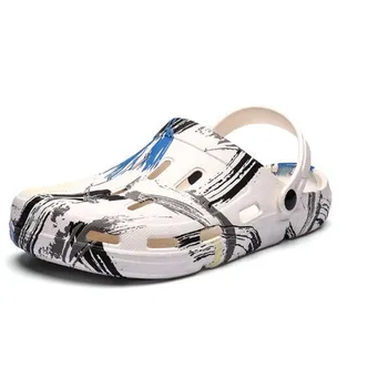 

Men Closed Toe Printed Outdoor Beach Water Hole Soft Summer Air cushion Unisex graffiti Camouflage Sandals Slides