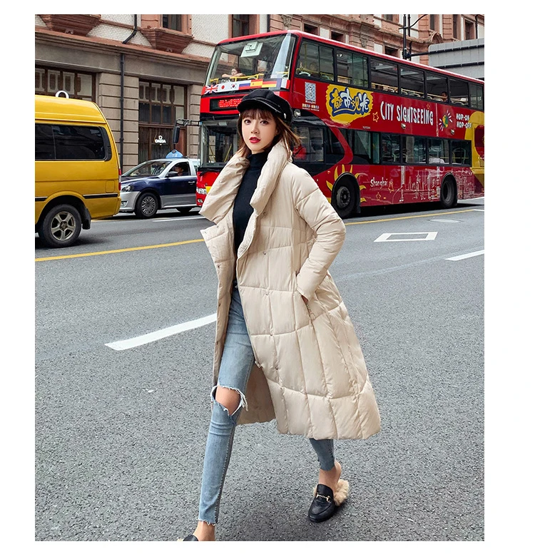 Long Stand Collar Parka Women Winter Jacket Cotton Padded Warm Thicken Ladies Long Loose Coats Parka Womens Jackets