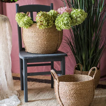 

Plain style natural straw soft storage basket basket Laundry basket decoration storage American style Japanese style