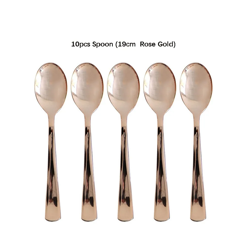 Description Picture 4 of itemRose Gold Disposable Knife Fork Spoon Cutlery Set Disposable Tableware Birthday Party Decorations Wedding Baby Shower Supplies