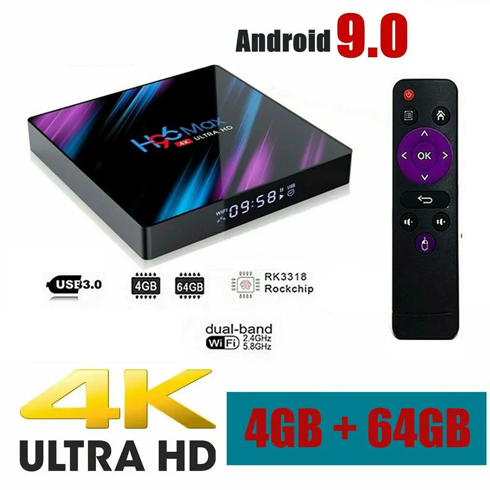 H96 Max Rk3318 Android 9,0 компьютерной приставки к телевизору Smart Tv Box компьютерной приставки к телевизору поддерживает мульти-Язык сети компьютерной приставки к телевизору - Цвет: 4  64G